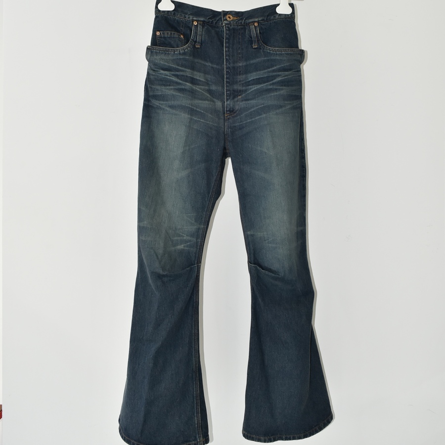 KOZABURO LONG 3D BOOTS CUT JEANS - AGED DENIM [INDIGO]