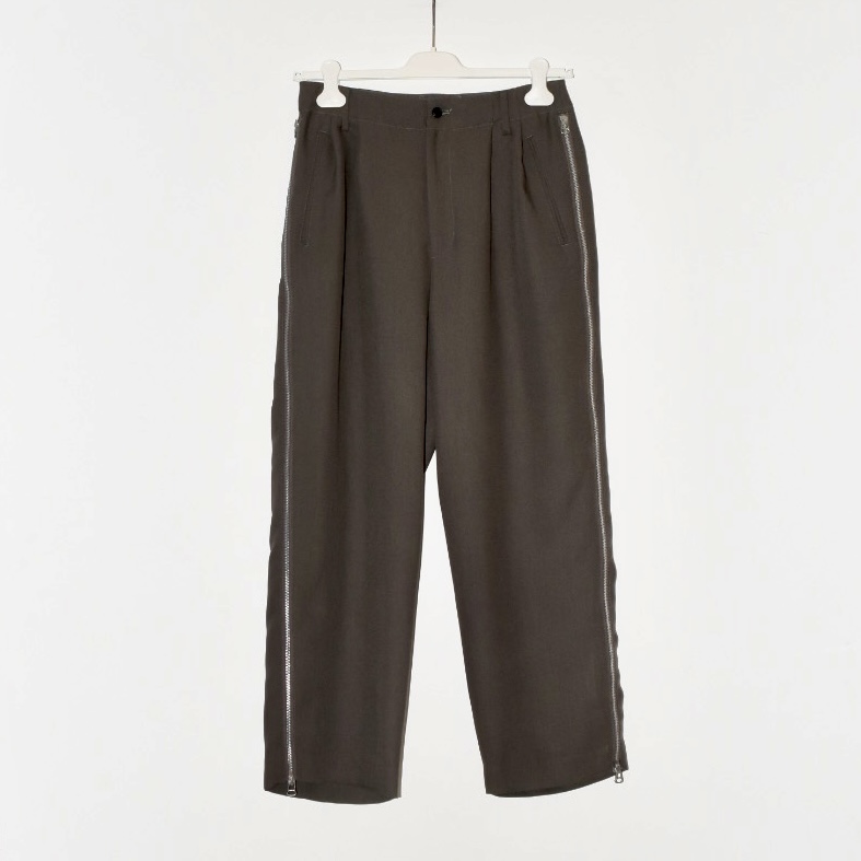 08sircus Viscose mad cross side zip pants Dark Kahki[PT02]