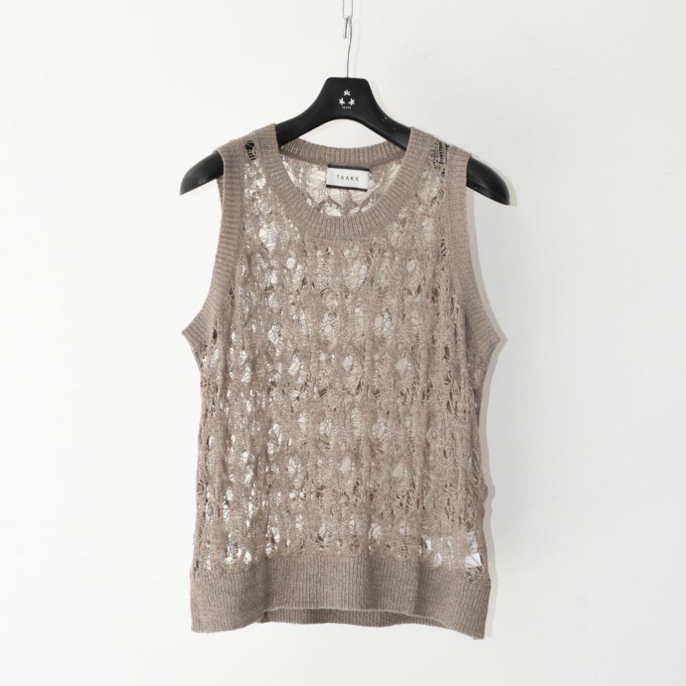 TAAKK TAPE YARN KNIT TANK TOP BEIGE[TA24SS-KN039]