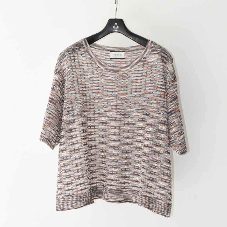 TAAKK CLEAR MELANGE KNIT S/S PULLOVER[TA24SS-KN010]