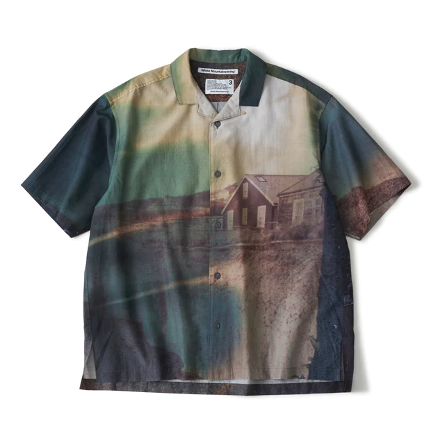 White Mountaineering PHOTO PRINT OPEN COLLAR SHIRT[WM2471115]