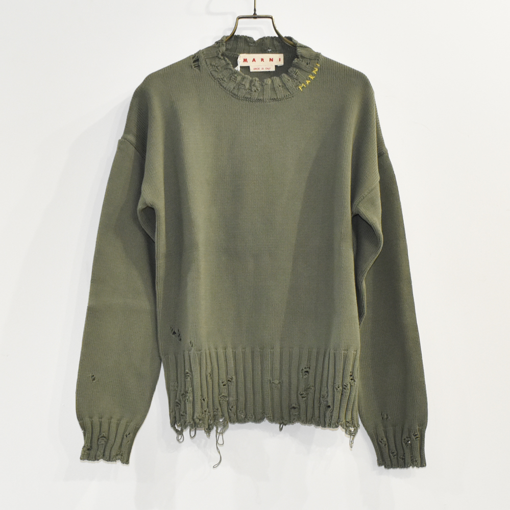 MARNI ハンドステッチメンディングロゴコットンニット[GCMG0210A]